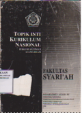 Topik inti kurikulum nasional perguruan tinggi agama islam fakultas syari'ah